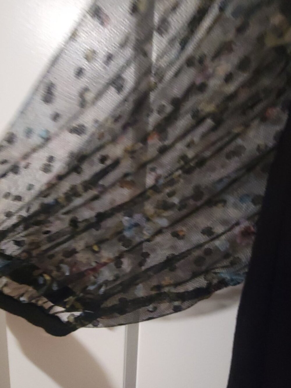 Ripe Black Mixed Media Top - Floral Sheer Puff Sleeves - Rayon Blend - Size M - Picture 5 of 5